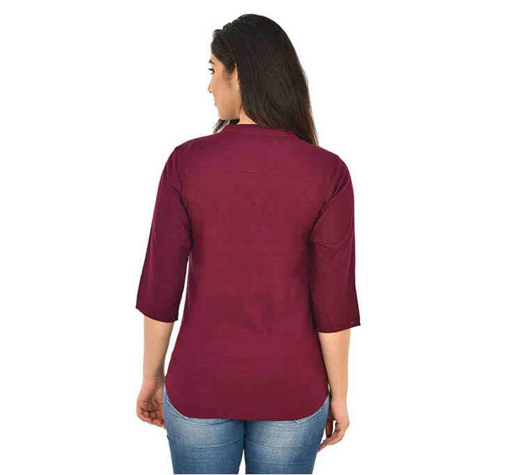 Buy V-Neck Maroon Regular Top
