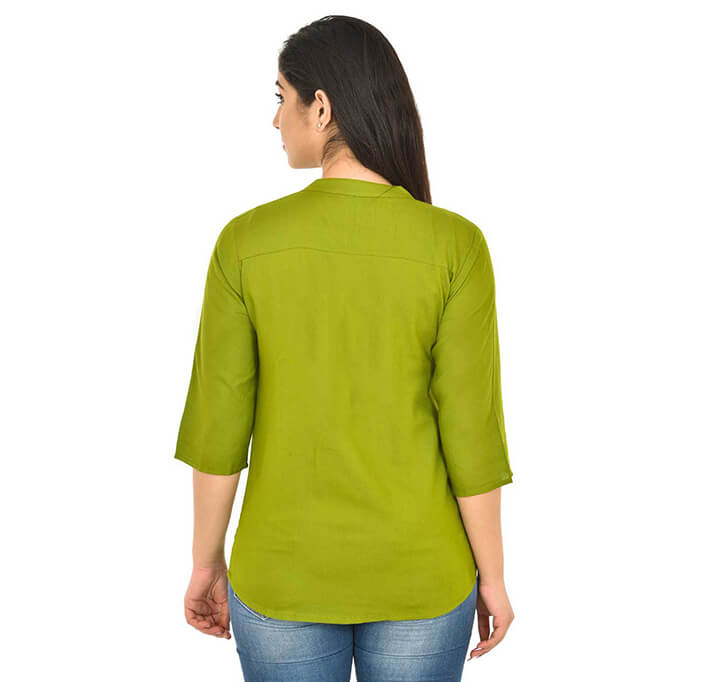 Buy V-Neck Mehandi Regular Top
