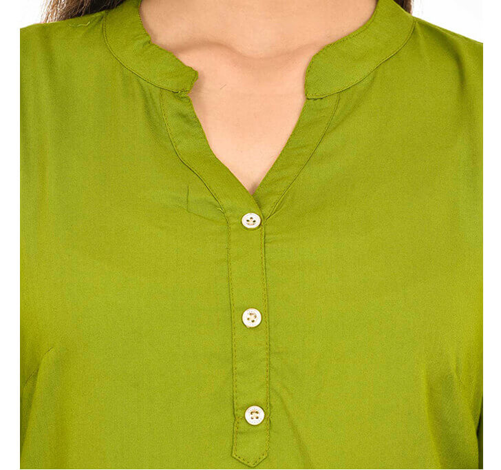 Buy V-Neck Mehandi Regular Top