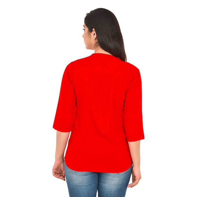 Buy V-Neck Red Regular Top
