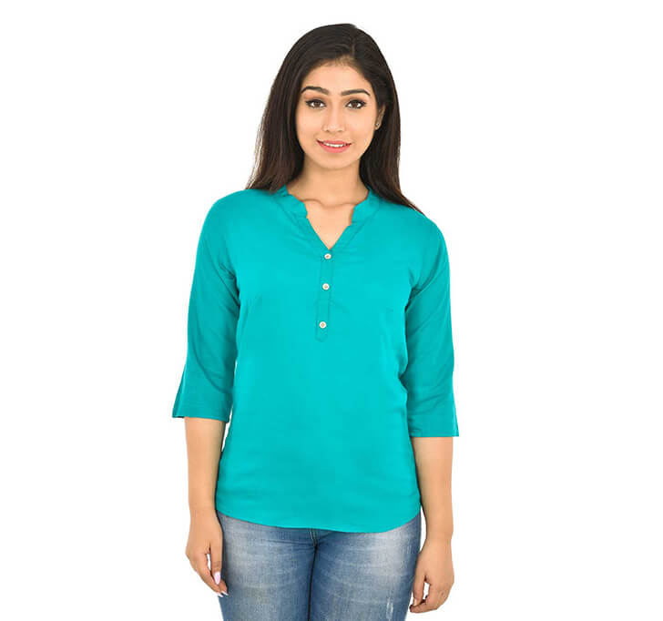 Buy V-Neck Sky Blue Regular Top