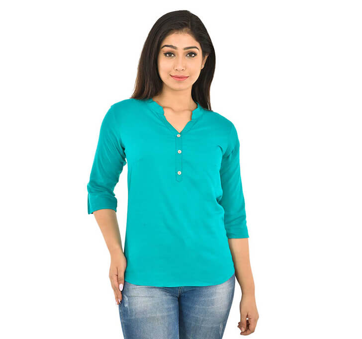 Buy V-Neck Sky Blue Regular Top