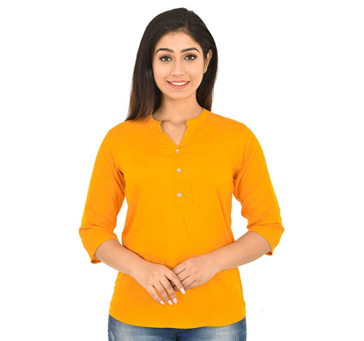 Buy V-Neck Yellow Regular Top