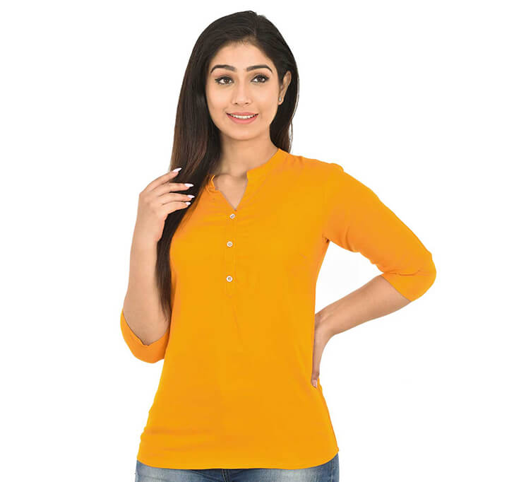Buy V-Neck Yellow Regular Top