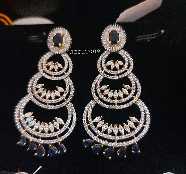 Buy Blue Sapphire And Diamond Chandelier Earrings