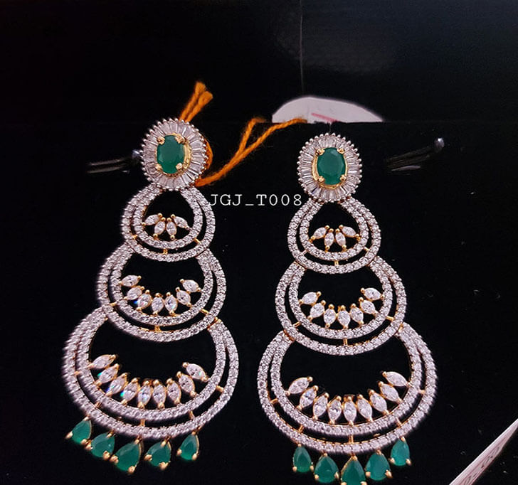 Buy Green Emerald And Diamond Chandelier Earrings