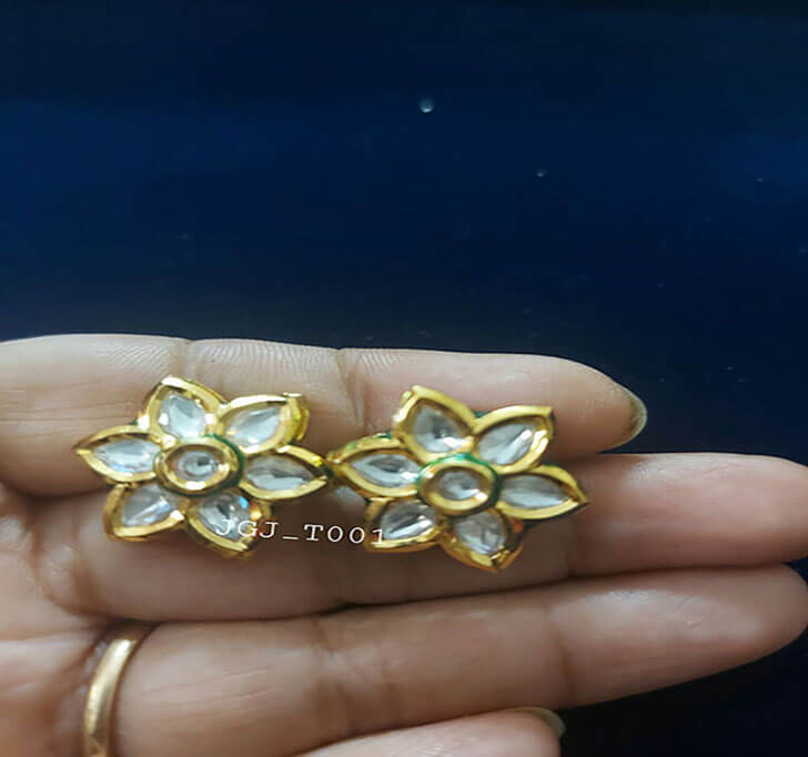 Buy Kudan Gold And Green Studs Big