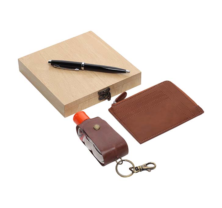 Buy Leather Hand Sanitizer Holder Set