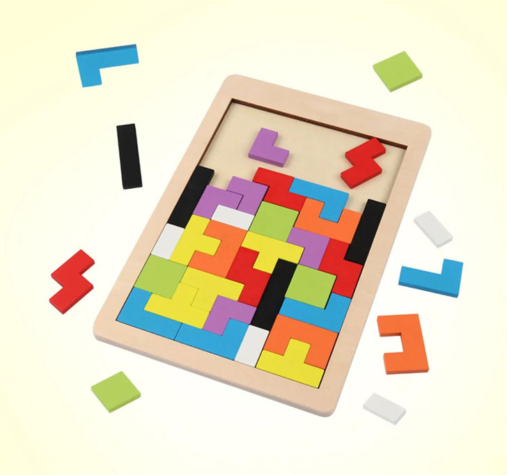 Buy Wooden Tetris Russian Blocks Puzzle Game For Kids/Childrens-Early Learning Logical Development Brain Teasers - 40 Pcs Puzzle-Indoor/Outdoor Game (Pack Of 1) (Multicolor)