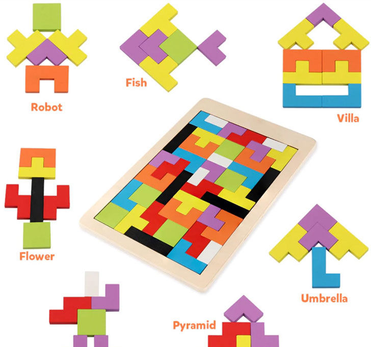 Buy Wooden Tetris Russian Blocks Puzzle Game For Kids/Childrens-Early Learning Logical Development Brain Teasers - 40 Pcs Puzzle-Indoor/Outdoor Game (Pack Of 1) (Multicolor)