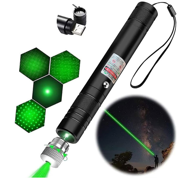 Buy Laser Light USB Rechargeable Green Laser Pointer, 2000 Metres Laser Pointer High Power Pen, Cat Laser Toy, Long Range Green Laser Pointer For Presentations, Stargazing, Hiking (Green Light)