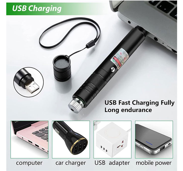 Buy Laser Light USB Rechargeable Green Laser Pointer, 2000 Metres Laser Pointer High Power Pen, Cat Laser Toy, Long Range Green Laser Pointer For Presentations, Stargazing, Hiking (Green Light)