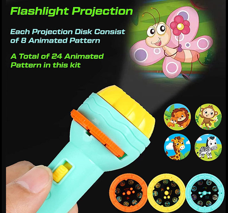 Buy Widlely 3 Slides 24 Patterns Mini Projector Torch Toy Slide Flashlight Torch For Kids Projection Light Toy (Color Depends On Availability)