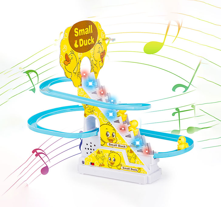 Buy Duck Slide Toy Set, Funny Automatic Stair-Climbing Ducklings Cartoon Race Track Set Little Lovely Duck Slide Toy Escalator Toy With Lights And Music