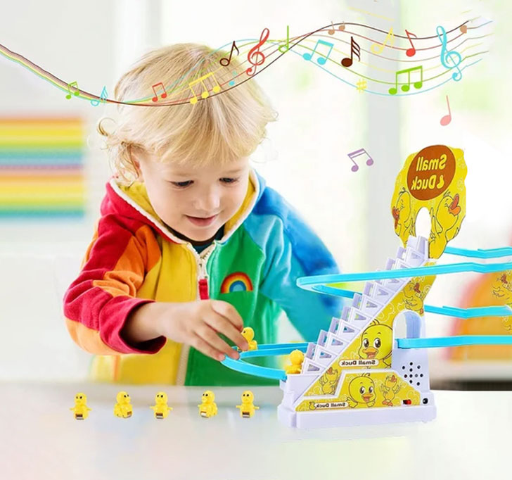Buy Duck Slide Toy Set, Funny Automatic Stair-Climbing Ducklings Cartoon Race Track Set Little Lovely Duck Slide Toy Escalator Toy With Lights And Music