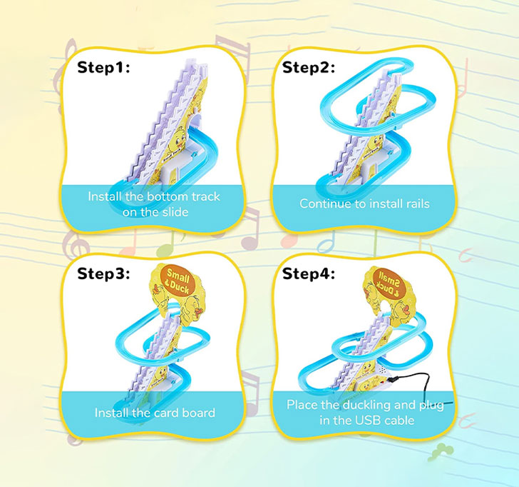 Buy Duck Slide Toy Set, Funny Automatic Stair-Climbing Ducklings Cartoon Race Track Set Little Lovely Duck Slide Toy Escalator Toy With Lights And Music