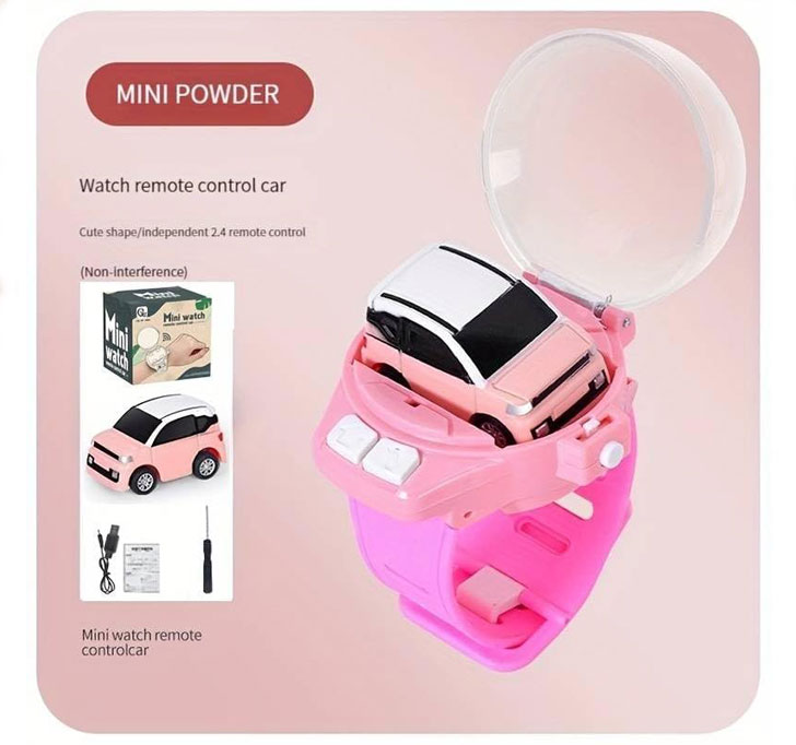 Buy Brand Conquer Mini Remote Control Car Watch Toys, Easy Control Safe 98.4ft Remote Control Distance Cute Wrist Racing Car Watch Silicone Strap With Dust Cover For Outdoor (SUV Pink)