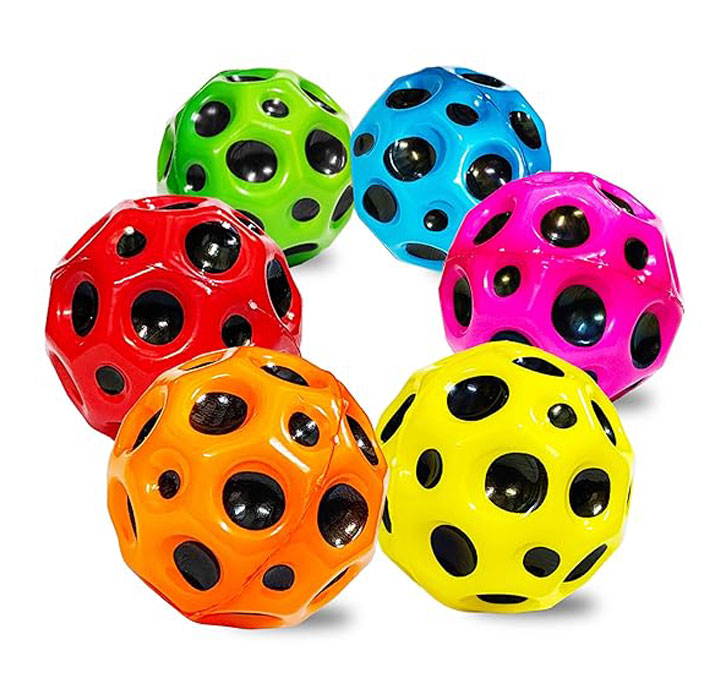Buy VGRASSP Super Bouncy Rubber Moon Ball Toy For Kids And Adults With Craters - High Bounce, Textured Grip, Perfect For Playtime Fun - Soft Foam Ball, Multicolor (Pack Of 6)