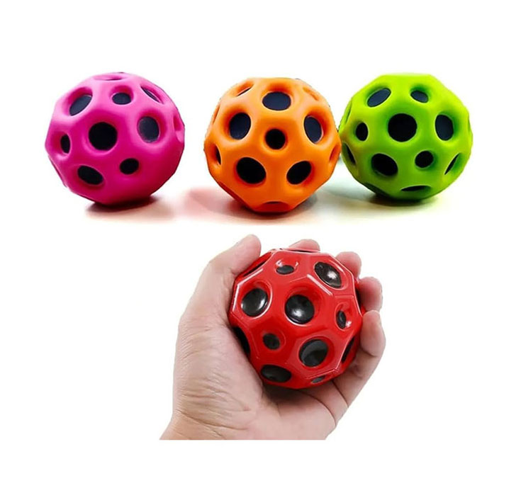 Buy VGRASSP Super Bouncy Rubber Moon Ball Toy For Kids And Adults With Craters - High Bounce, Textured Grip, Perfect For Playtime Fun - Soft Foam Ball, Multicolor (Pack Of 6)