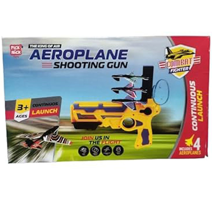 Buy Aeroplane Shooting Gun Toy For Kids | Combat Fighter | Multicolor | Combat Fighter Aeroplane Shooting Gun With 4 Planes, Ages 3+