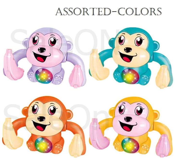 Buy SaleOn Monkey Toy Sensor On-Off Dancing Spinning Rolling Tumble Monkey Toys For Kids Banana Monkey With Light And Musical Battery Not Included, Multicolor