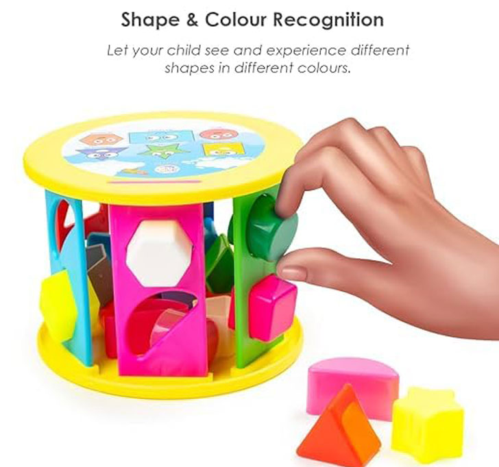 Buy Ratna's Shape Sorter Roller 2 In 1 Kids Activity Toys | 24 Pcs (12 Shapes In 12 Colors) Learning & Educational Toys For Toddlers (Multicolor)