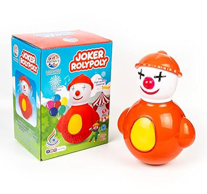 Buy Ratna's Joker Roly Poly Push And Shake Wobbling Bell Sounds Musical Rattling Toy For Infants (Multicolour)