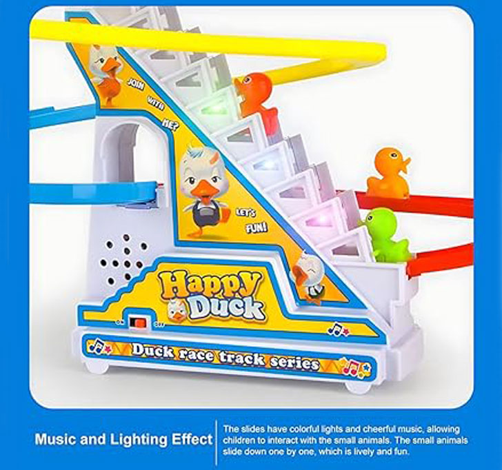 Buy Set Toys For Kids -Storio Duck Slide Track  Ducklings Stair Climbing Toys For Kids, Escalator Toy With Lights And Music With 3 Ducks