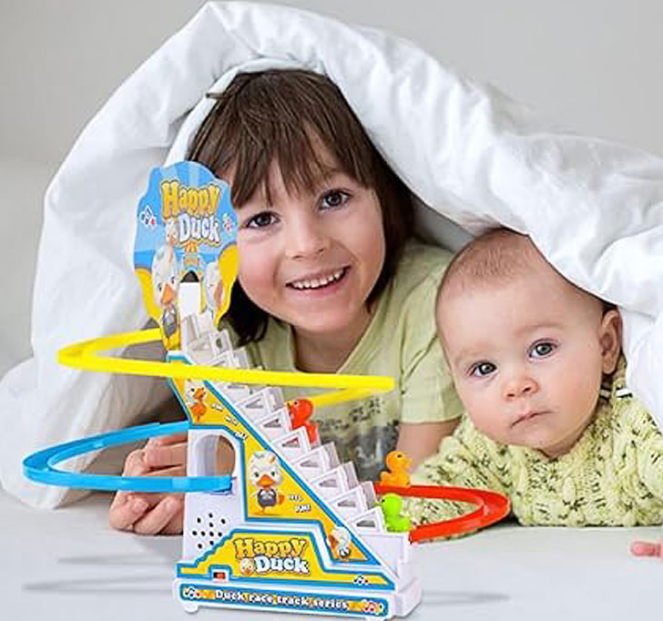 Buy Set Toys For Kids -Storio Duck Slide Track  Ducklings Stair Climbing Toys For Kids, Escalator Toy With Lights And Music With 3 Ducks