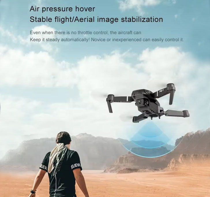 Buy Drone With 4k Camera Foldable 1080P HD Drone With FPV Live Video, Gestures Selfie, Altitude Hold, One Key Take Off/Landing, 3D Flips, Headless Mode, Aerial Photography RC Drone Multicolor.(E88SB3)