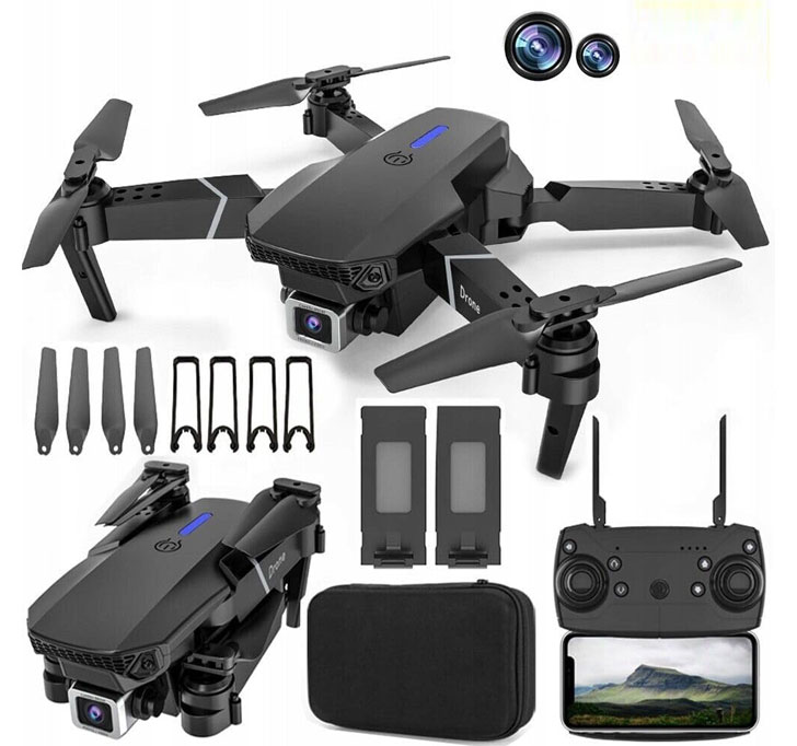 Buy Drone With 4k Camera Foldable 1080P HD Drone With FPV Live Video, Gestures Selfie, Altitude Hold, One Key Take Off/Landing, 3D Flips, Headless Mode, Aerial Photography RC Drone Multicolor.(E88SB3)