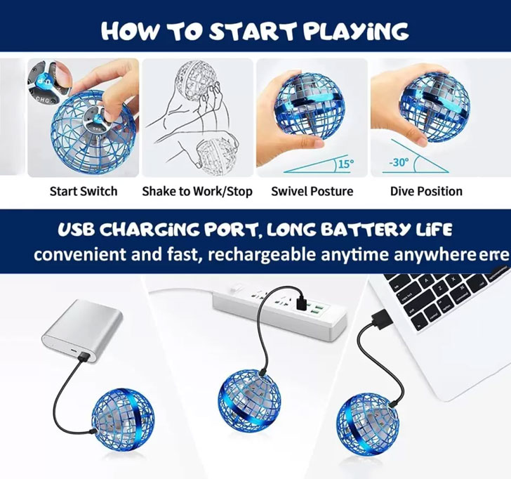 Buy Mogli Toys Flying Spinner Fidget Ball Toys Kids | Boomrang Toy | Fly Nova Pro Orb Mini (Blue)