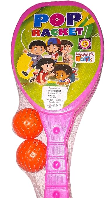 Buy Pop Racket Swastik Toys, Toy, Set Of 2 Balls And Racket, Multi-Colour