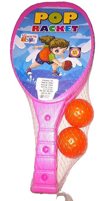 Buy Pop Racket Swastik Toys, Toy, Set Of 2 Balls And Racket, Multi-Colour