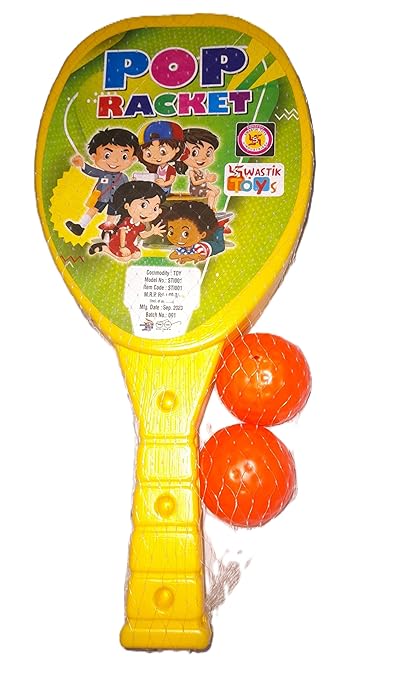 Buy Pop Racket Swastik Toys, Toy, Set Of 2 Balls And Racket, Multi-Colour