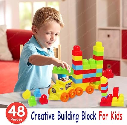 Buy FunBlast Train Engine Building Blocks For Kids - DIY Plastic Building Blocks For Kids Puzzle Games For Kids, Toys For Children Educational & Learning Toy For Kids, Girls & Boys (48 Pcs-Multicolor)