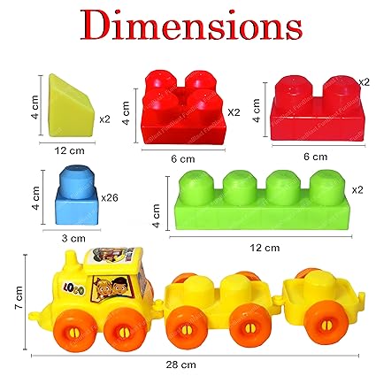 Buy FunBlast Train Engine Building Blocks For Kids - DIY Plastic Building Blocks For Kids Puzzle Games For Kids, Toys For Children Educational & Learning Toy For Kids, Girls & Boys (48 Pcs-Multicolor)