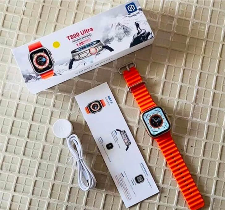 Buy T800 Ultra Smart Watch 1.99 Inch Infinite Display, Bluetooth Calling, Smartwatch (Orange Strap
