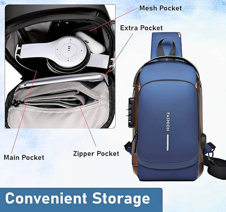 Buy Sling Bag For Men Stylish Crossbody Backpack For Men & Women, Anti-Theft Chest Bag With USB Charging Port, Messenger Bags, Casual Shoulder Bag