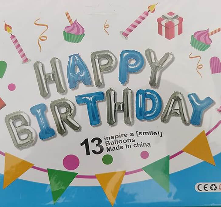 Buy Super Pack Of 10 Happy Birthday Foil Balloon Set - Silver & Sky Blue Happy Birthday Letter Balloons - Foil Balloons-10 Items In A Happy Birthday Pack