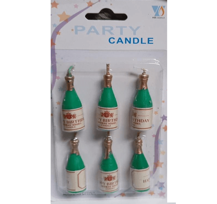 Buy Birthday Theme Candle, 6 PCS Green Colour Small Champagne Bottle Wax Candles Cake