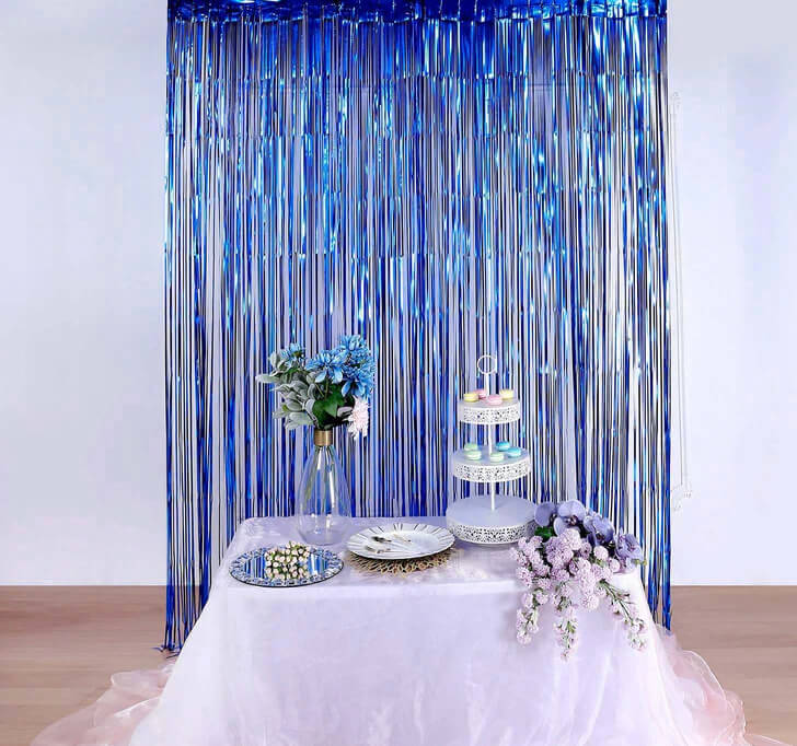 Buy Royal Blue Metallic Tinsel Foil Fringe Doorway Curtain Party Backdrop
