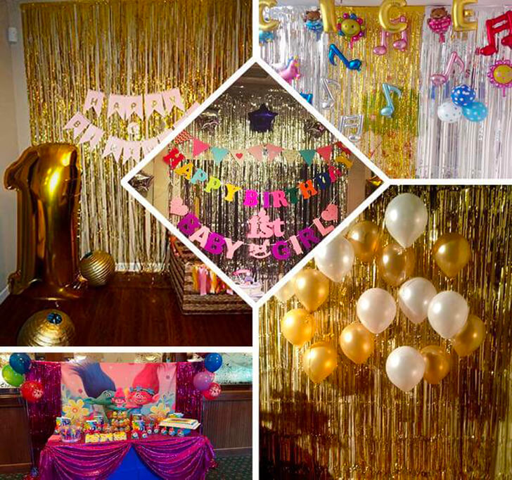 Buy Royal Blue Metallic Tinsel Foil Fringe Doorway Curtain Party Backdrop