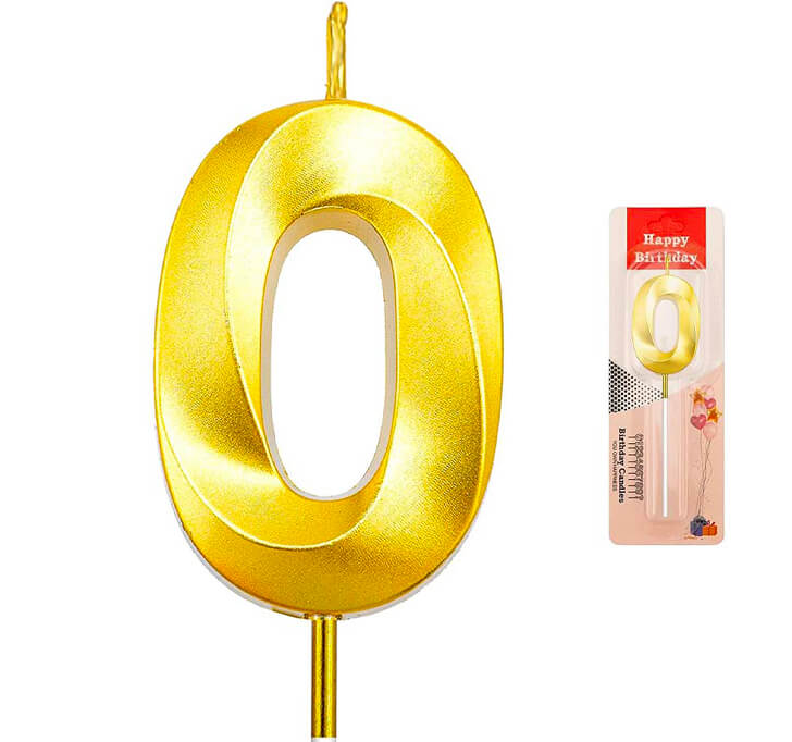 Buy 0 Number Golden Candle Cake Topper