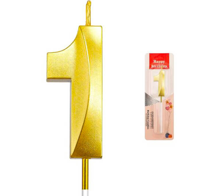Buy 1 Number Golden Candle Cake Topper