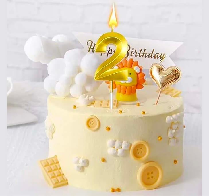 Buy 2 Number Golden Candle Cake Topper