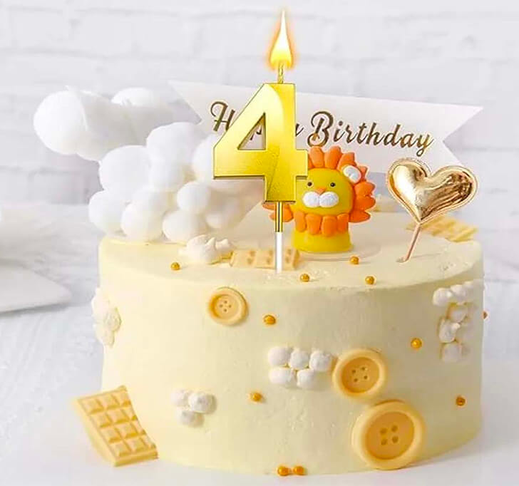 Buy 4 Number Golden Candle Cake Topper