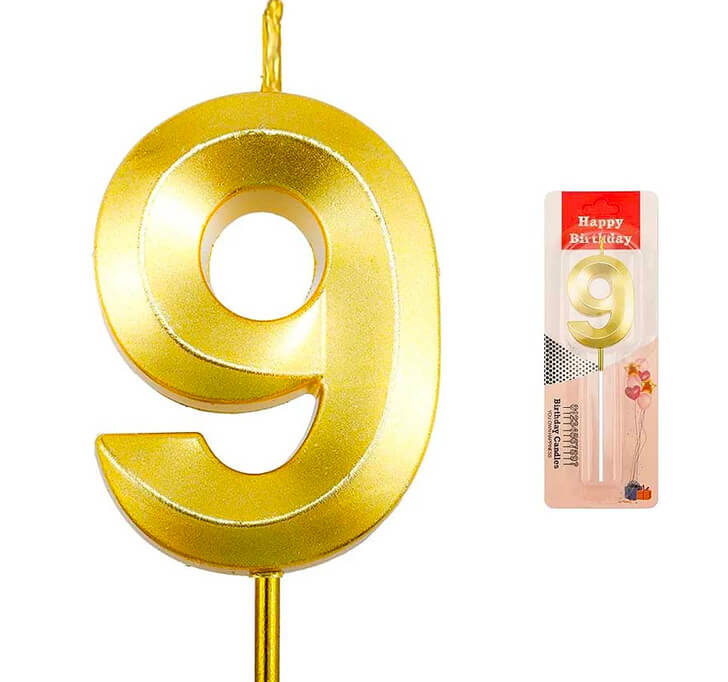 Buy 9 Number Golden Candle Cake Topper