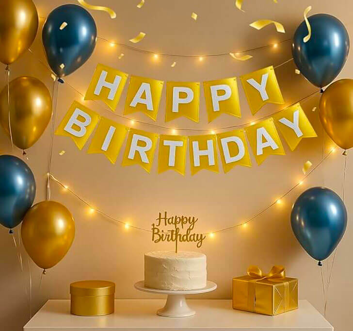 Buy Happy Birthday Party Metallic Gold, Party Decorations Sign For Birthday Decor,Backdrop For Birthday Decoration Items For Kids & Adults