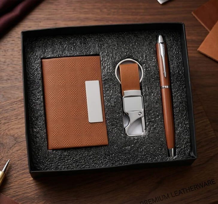 Buy Premium Card Holder, Pen & Keychain – Personalized Executive Gift Set